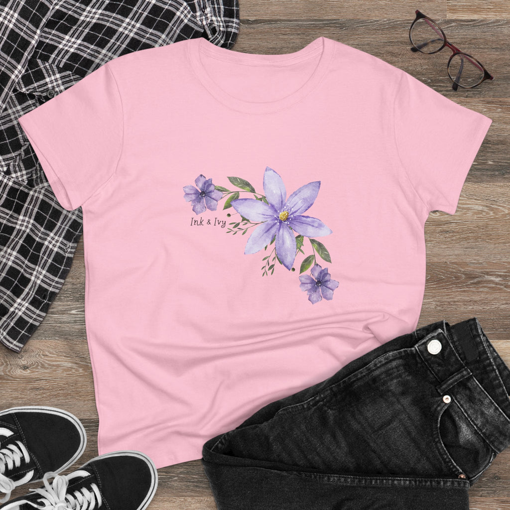 Women’s Tee - Purple Floral Bouquet "Find a Way" Cotton Shirt