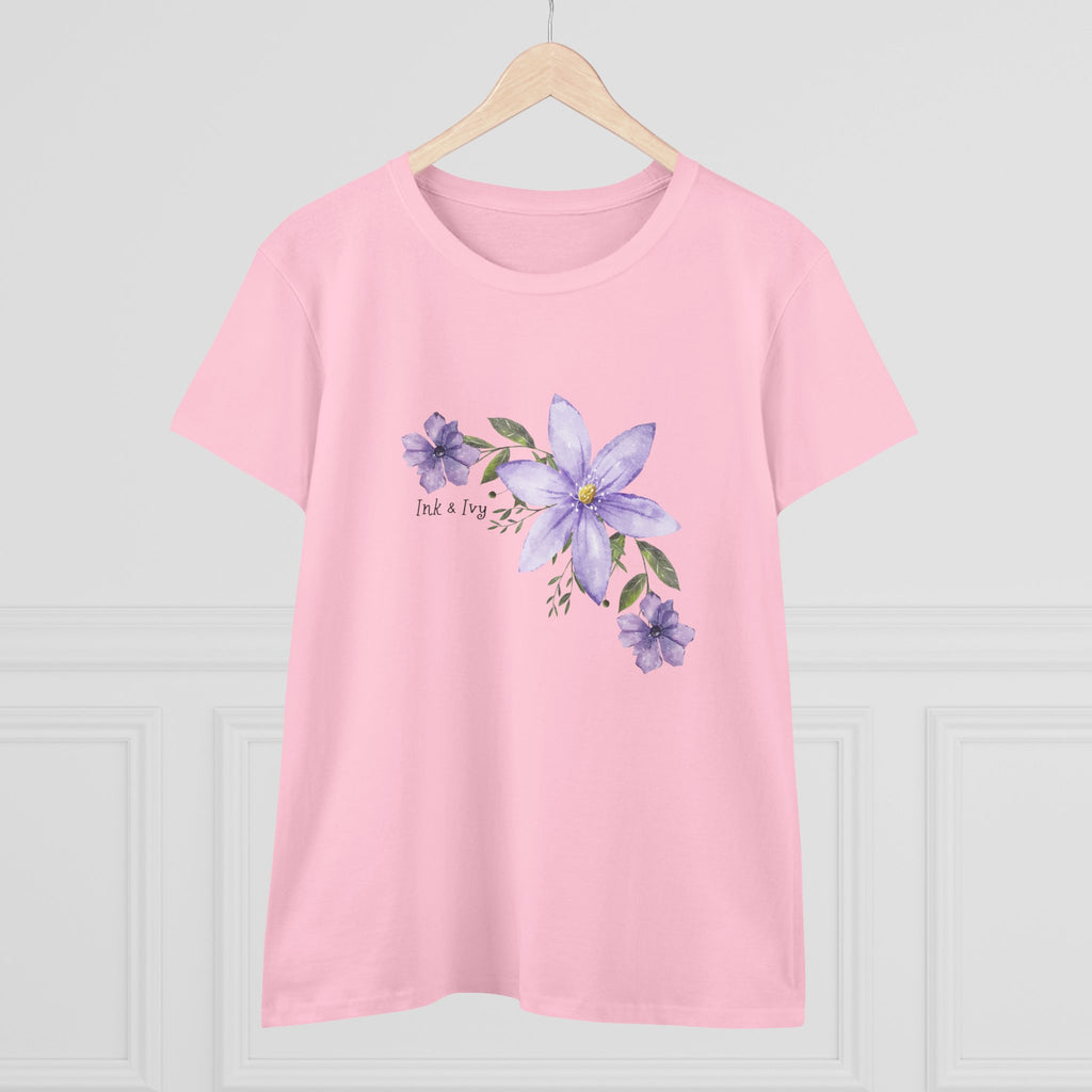 Women’s Tee - Purple Floral Bouquet "Find a Way" Cotton Shirt
