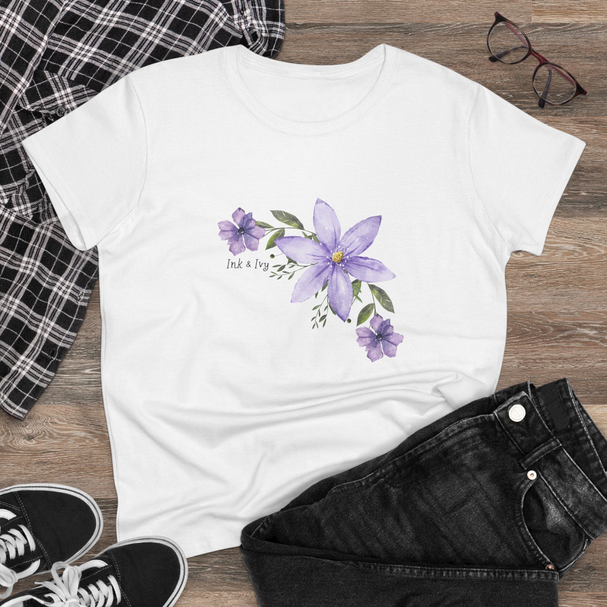 Women’s Tee - Purple Floral Bouquet "Find a Way" Cotton Shirt