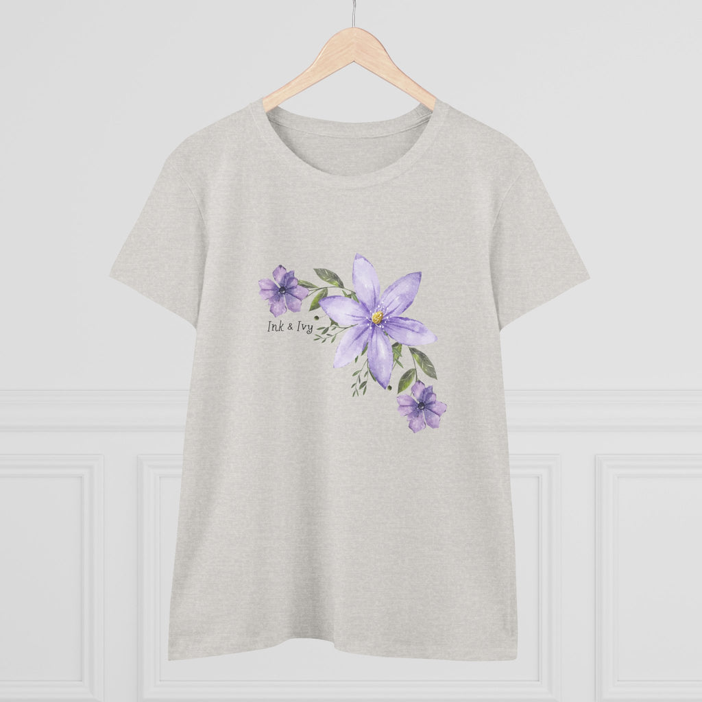 Women’s Tee - Purple Floral Bouquet "Find a Way" Cotton Shirt