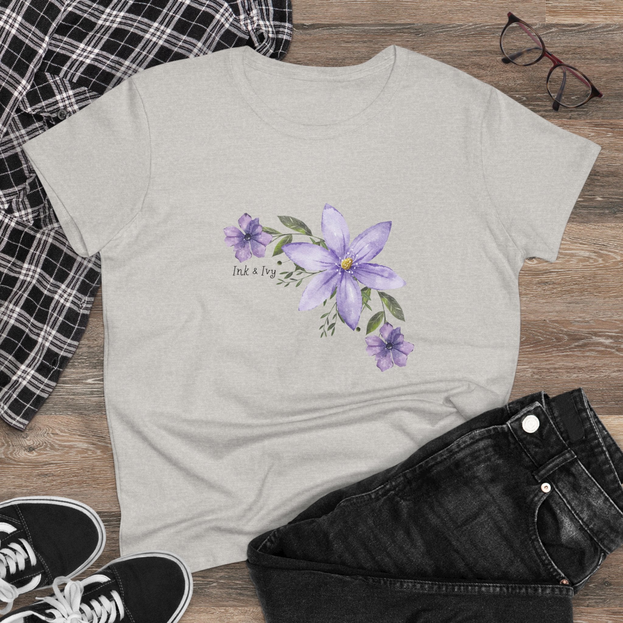 Women’s Tee - Purple Floral Bouquet "Find a Way" Cotton Shirt