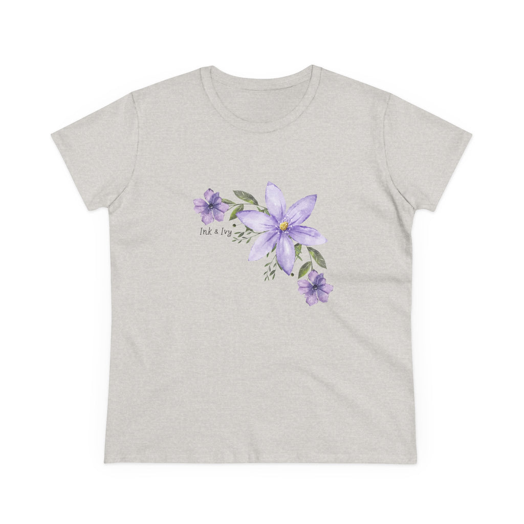 Women’s Tee - Purple Floral Bouquet "Find a Way" Cotton Shirt
